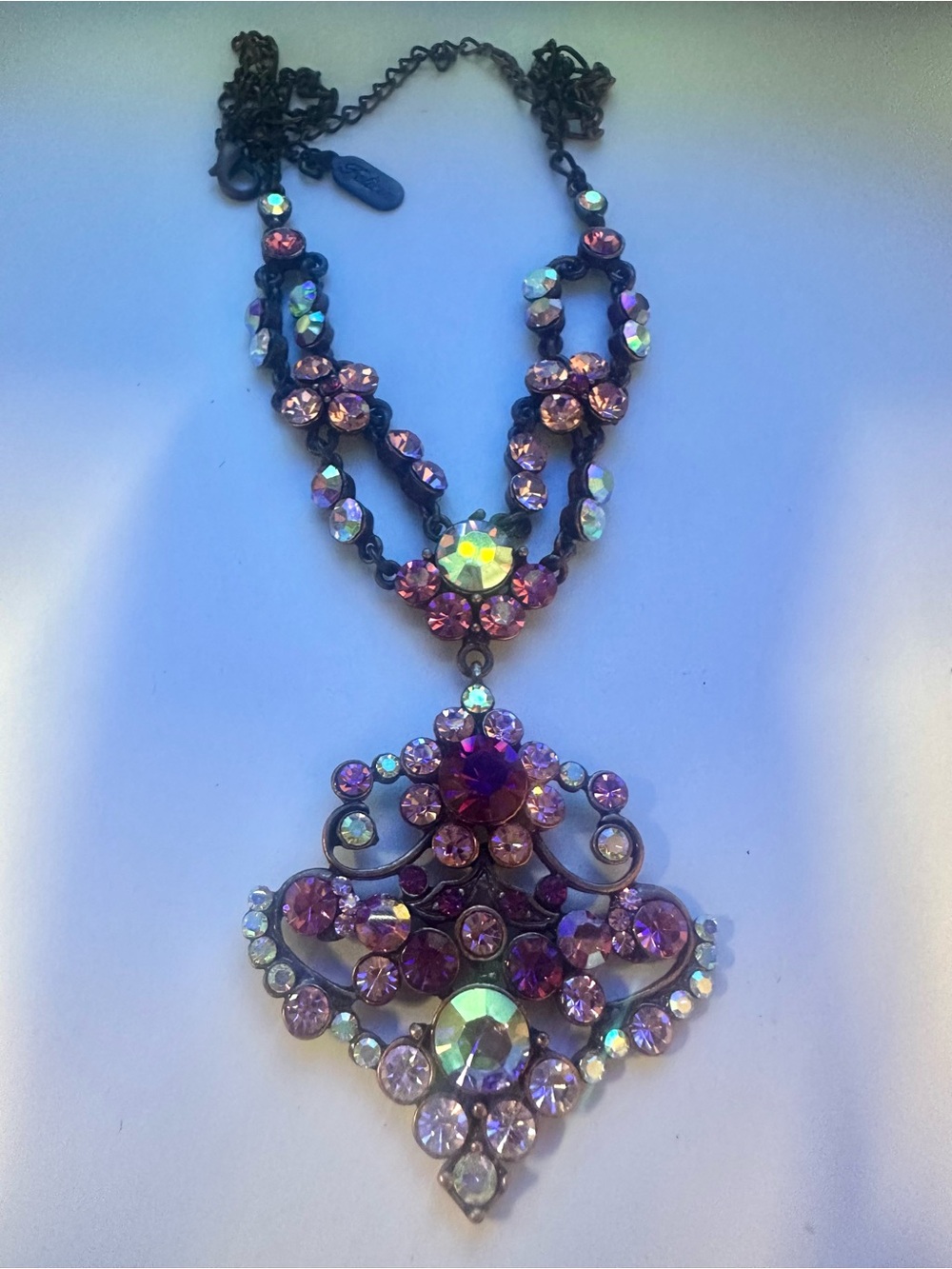 Women's Pink Crystal Statement Necklace - Designer Style